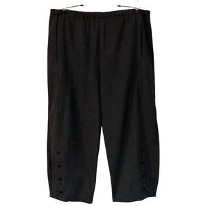 Lisa Bayne Black Soft Tweed Pull On Barrel Crop Pant Button Accents Lagenlook L